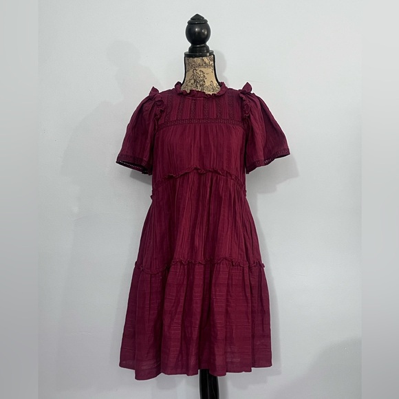 Sea New York Ruffle Lace Trim Dress